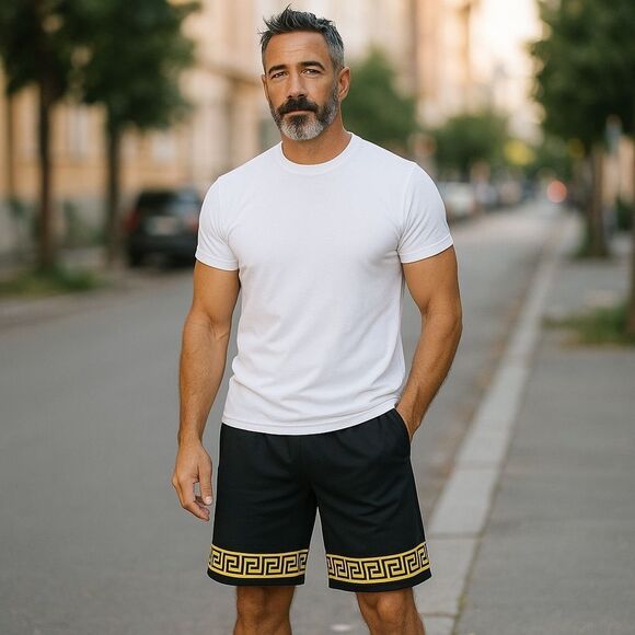 FENDI Men's Black and Gold Shorts - Picture 1 of 4